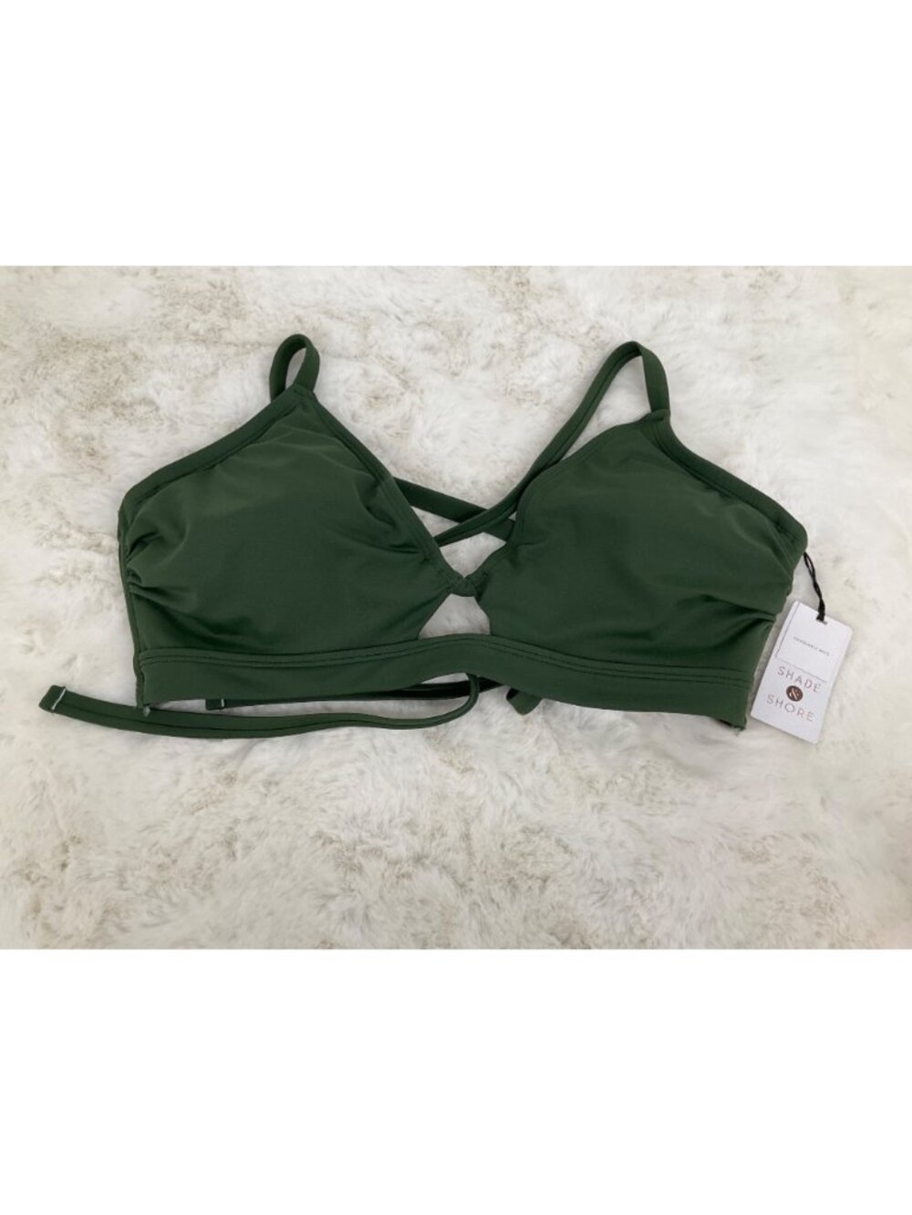 Shade & Shore 38D Longline Underwire Bikini Top, Dark Green NEW - Picture 4 of 8